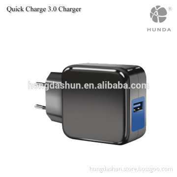 single port qualcomm quick charge 3.0 Travel charger with foldable plug
